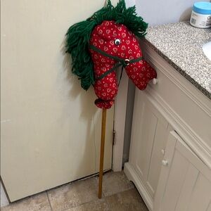 Festive Red Hobby Horse with Green Mane VINTAGE